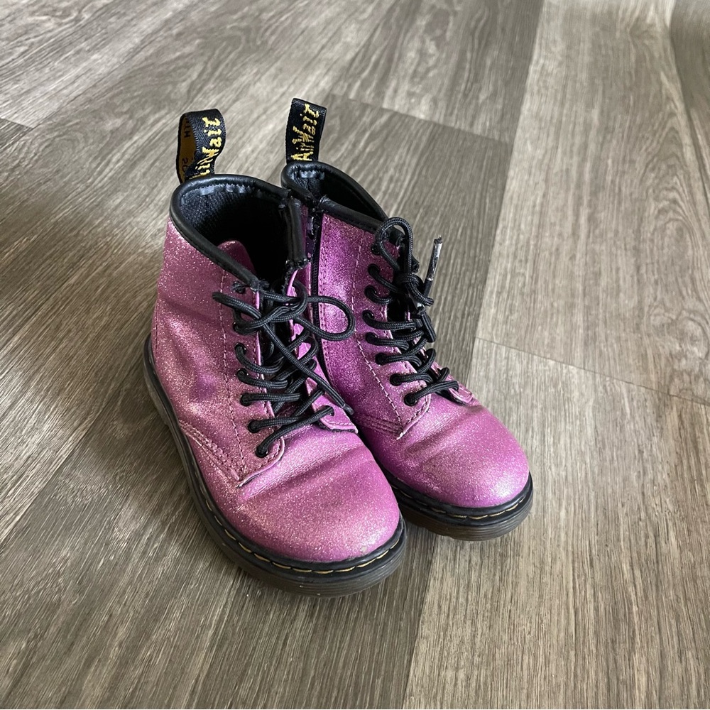 Dr. Martens Sparkly Pink Boots with Black Laces